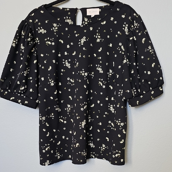 Melloday XL Romantic Micro Floral Puff Sleeve Blouse XL - Picture 1 of 6